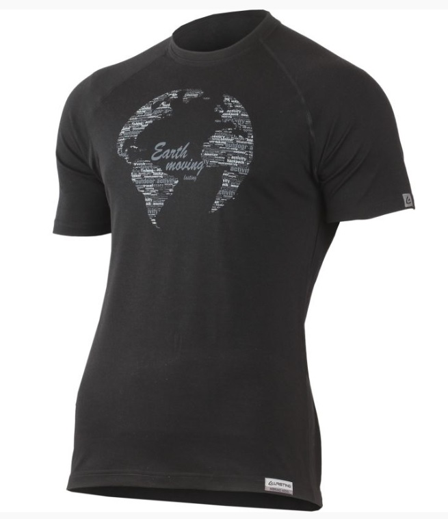 Pánské merino triko Lasting Earth černé