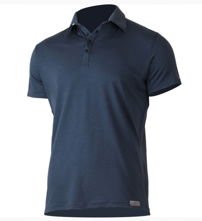 Pánská merino polo košile Lasting Eliot L tmavě modrá