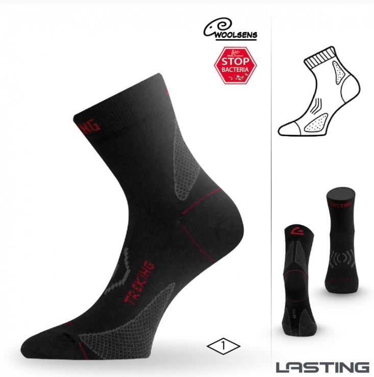 Merino ponožky Lasting TNW černé S