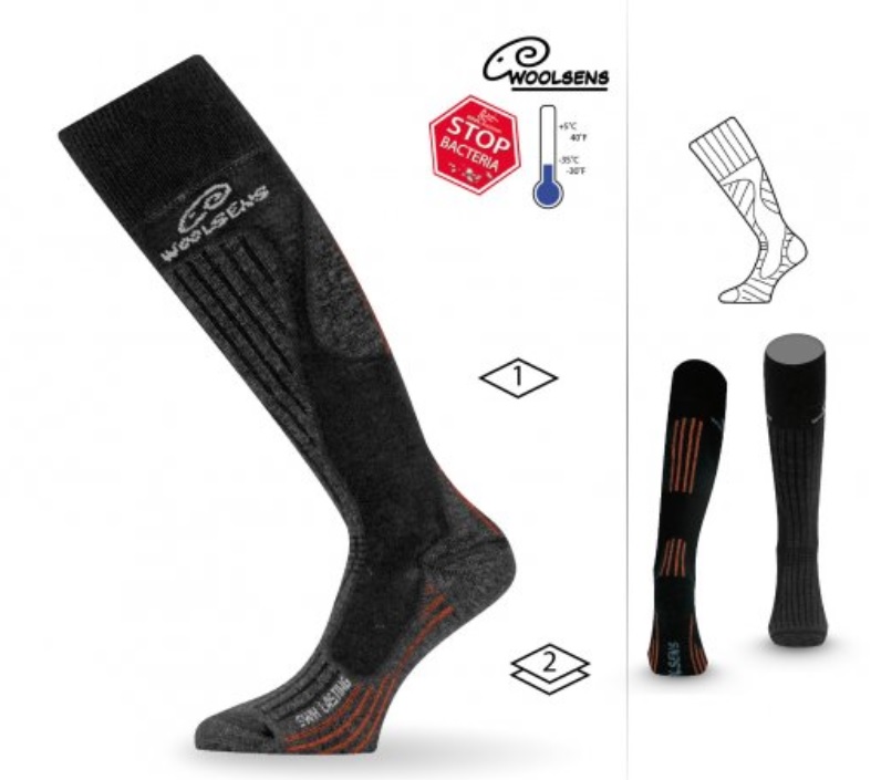 Lyžařské podkolenky merino Lasting SWH černé