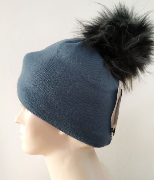 Dámská zimní čepice s bambulí Capu 1745 modrá