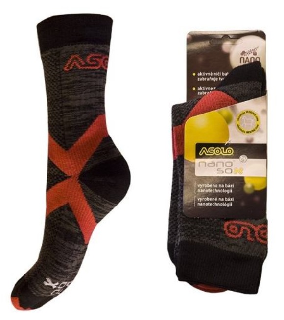 Asolo Nanosox Winter L černé/červené merino ponožky